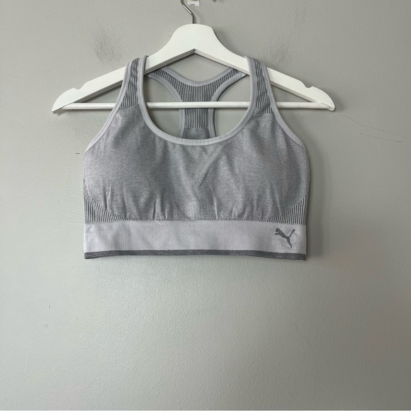 Puma Other - Puma Racerback Removable Cups Sports Bra Gray and White Large